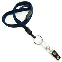 3/8 inch Navy blue breakaway lanyards attached key ring with ID strap clip-blank-LNB327BNBL