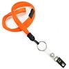 3/8 inch Neon orange breakaway lanyards attached key ring with ID strap clip-blank-LNB327BNOG