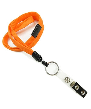 3/8 inch Orange breakaway lanyards attached key ring with ID strap clip-blank-LNB327BORG