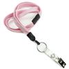 3/8 inch Pink breakaway lanyards attached key ring with ID strap clip-blank-LNB327BPNK