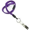 3/8 inch Purple breakaway lanyards attached key ring with ID strap clip-blank-LNB327BPRP