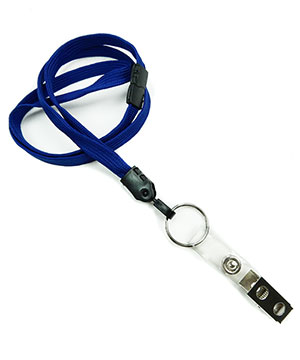 3/8 inch Royal blue breakaway lanyards attached key ring with ID strap clip-blank-LNB327BRBL