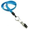 3/8 inch Blue neck lanyards with split ring and ID strap clip-blank-LNB327NBLU