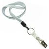 3/8 inch Gray neck lanyards with split ring and ID strap clip-blank-LNB327NGRY