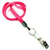 3/8 inch Hot pink neck lanyards with split ring and ID strap clip-blank-LNB327NHPK