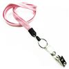 3/8 inch Pink neck lanyards with split ring and ID strap clip-blank-LNB327NPNK