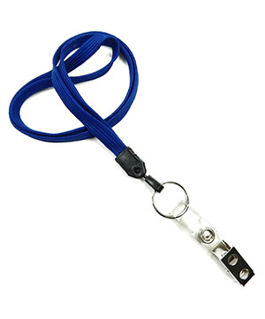 3/8 inch Blank royalblue ID clip lanyards with split ring and ID strap clip-blank-LNB327NRBL