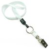 3/8 inch White neck lanyards with split ring and ID strap clip-blank-LNB327NWHT
