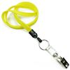 3/8 inch Yellow neck lanyards with split ring and ID strap clip-blank-LNB327NYLW