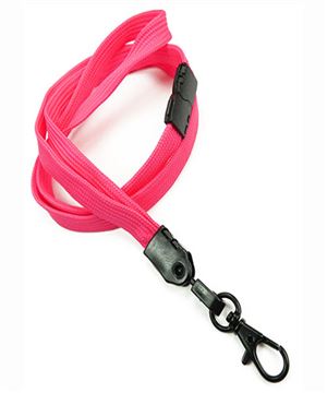 3/8 inch Hot pink neck lanyard attached breakaway and black lobster clasp hook-blank-LNB329BHPK