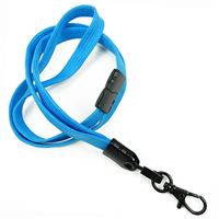 3/8 inch Light blue neck lanyard attached breakaway and black lobster clasp hook-blank-LNB329BLBL