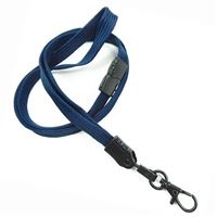 3/8 inch Navy blue neck lanyard attached breakaway and black lobster clasp hook-blank-LNB329BNBL