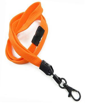 3/8 inch Orange neck lanyard attached breakaway and black lobster clasp hook-blank-LNB329BORG