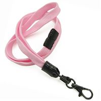 3/8 inch Pink neck lanyard attached breakaway and black lobster clasp hook-blank-LNB329BPNK