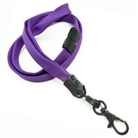 3/8 inch Purple neck lanyard attached breakaway and black lobster clasp hook-blank-LNB329BPRP