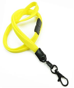 3/8 inch Yellow neck lanyard attached breakaway and black lobster clasp hook-blank-LNB329BYLW