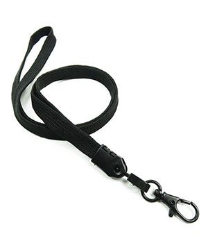 3/8 inch Black neck lanyard with black lobster clasp hook-blank-LNB329NBLK