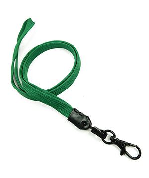 3/8 inch Green neck lanyard with black lobster clasp hook-blank-LNB329NGRN