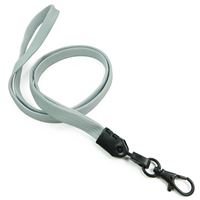 3/8 inch Gray neck lanyard with black lobster clasp hook-blank-LNB329NGRY