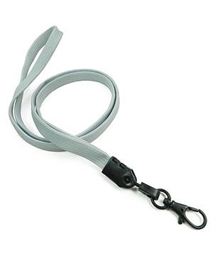 3/8 inch Gray neck lanyard with black lobster clasp hook-blank-LNB329NGRY