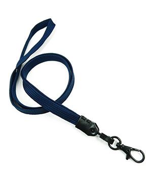 3/8 inch Navy blue neck lanyard with black lobster clasp hook-blank-LNB329NNBL