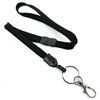 3/8 inch Black neck lanyard with breakaway and split ring with lobster clasp hook-blank-LNB32ABBLK