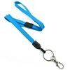 3/8 inch Blue neck lanyard with breakaway and split ring with lobster clasp hook-blank-LNB32ABBLU