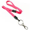 3/8 inch Hot pink neck lanyard with breakaway and split ring with lobster clasp hook-blank-LNB32ABHPK