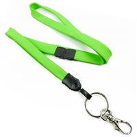 3/8 inch Lime green neck lanyard with breakaway and split ring with lobster clasp hook-blank-LNB32ABLMG