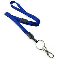 Royalblue Breakaway Lanyard | 3/8 inch royalblue  lanyard strap attached safety breakaway and split ring with lobster clasp hook