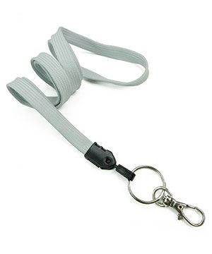 3/8 inch Gray blank lanyard attached key ring with lobster clasp hook-blank-LNB32ANGRY