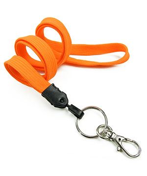 3/8 inch Orange blank lanyard attached key ring with lobster clasp hook-blank-LNB32ANORG