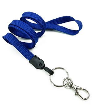 3/8 inch Royalblue lanyard attached split ring with lobster clasp hook-blank-LNB32ANRBL
