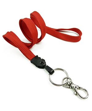3/8 inch Red blank lanyard attached key ring with lobster clasp hook-blank-LNB32ANRED