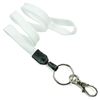 3/8 inch White plain lanyard attached key ring with lobster clasp hook-blank-LNB32ANWHT
