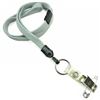 3/8 inch Gray breakaway lanyard attached split ring with ID strap pin clip-blank-LNB32BBGRY