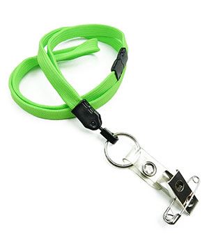 3/8 inch Lime green breakaway lanyard attached split ring with ID strap pin clip-blank-LNB32BBLMG