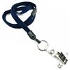 3/8 inch Navy blue breakaway lanyard attached split ring with ID strap pin clip-blank-LNB32BBNBL