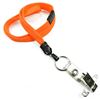 3/8 inch Neon orange breakaway lanyard attached split ring with ID strap pin clip-blank-LNB32BBNOG