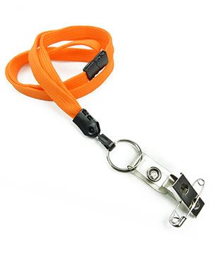 3/8 inch Orange breakaway lanyard attached split ring with ID strap pin clip-blank-LNB32BBORG