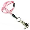 3/8 inch Pink breakaway lanyard attached split ring with ID strap pin clip-blank-LNB32BBPNK