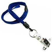 3/8 inch Royalblue breakaway lanyard attached safety breakaway and key ring with a ID strap pin clip-blank-LNB32BBRBL