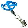 3/8 inch Blue blank lanyard with split ring and ID strap pin clip-blank-LNB32BNBLU