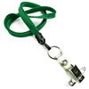 3/8 inch Green plain lanyard with split ring and ID strap pin clip-blank-LNB32BNGRN