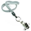 3/8 inch Gray plain lanyard with split ring and ID strap pin clip-blank-LNB32BNGRY