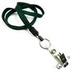 3/8 inch Hunter green plain lanyard with split ring and ID strap pin clip-blank-LNB32BNHGN