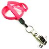3/8 inch Hot pink blank lanyard with split ring and ID strap pin clip-blank-LNB32BNHPK