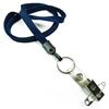 3/8 inch Navy blue plain lanyard with split ring and ID strap pin clip-blank-LNB32BNNBL