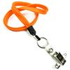 3/8 inch Orange plain lanyard with split ring and ID strap pin clip-blank-LNB32BNORG