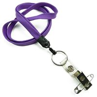 3/8 inch Purple blank lanyard with split ring and ID strap pin clip-blank-LNB32BNPRP